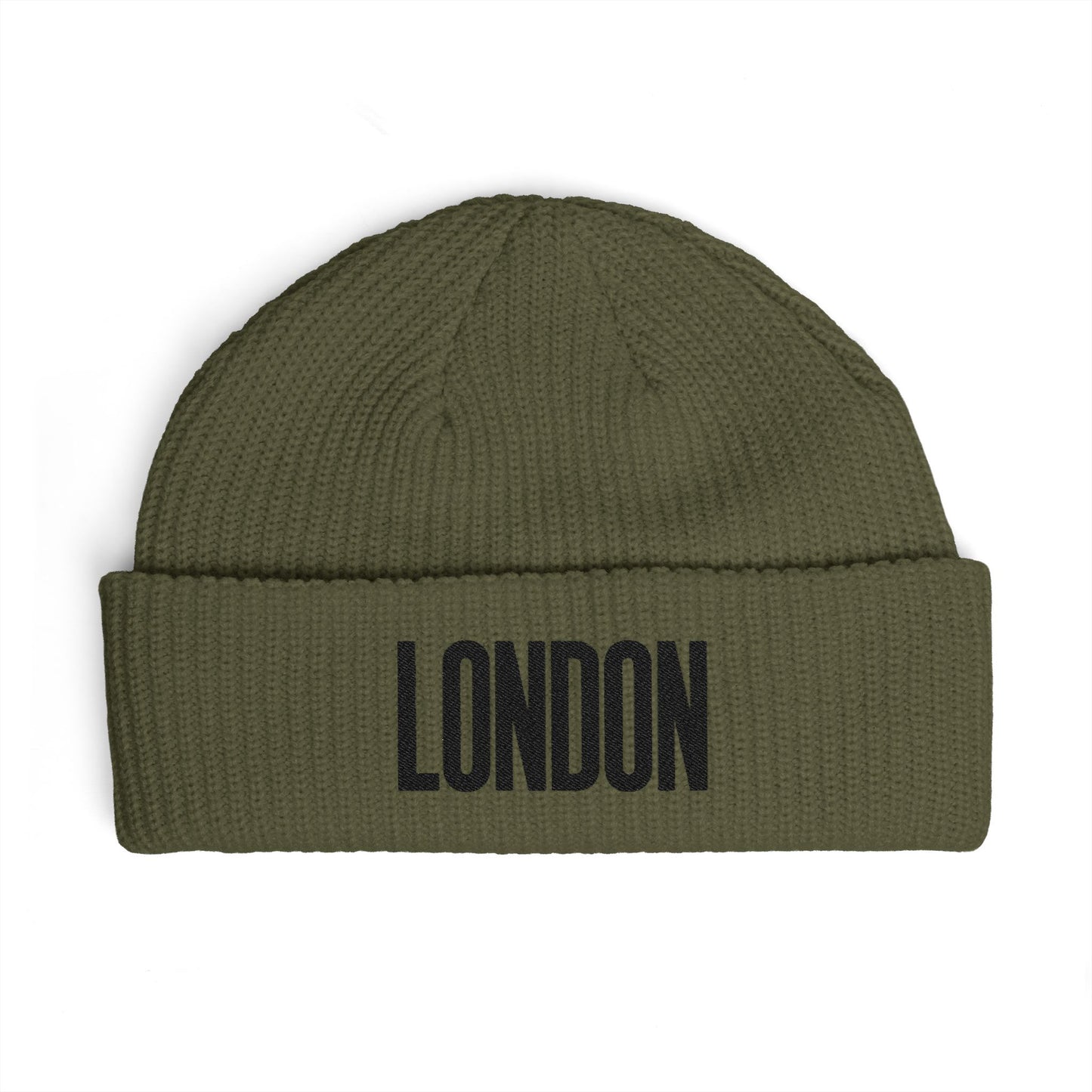 London Cuff Beanie – Embroidered City Knit Hat Hats Printify One size Army