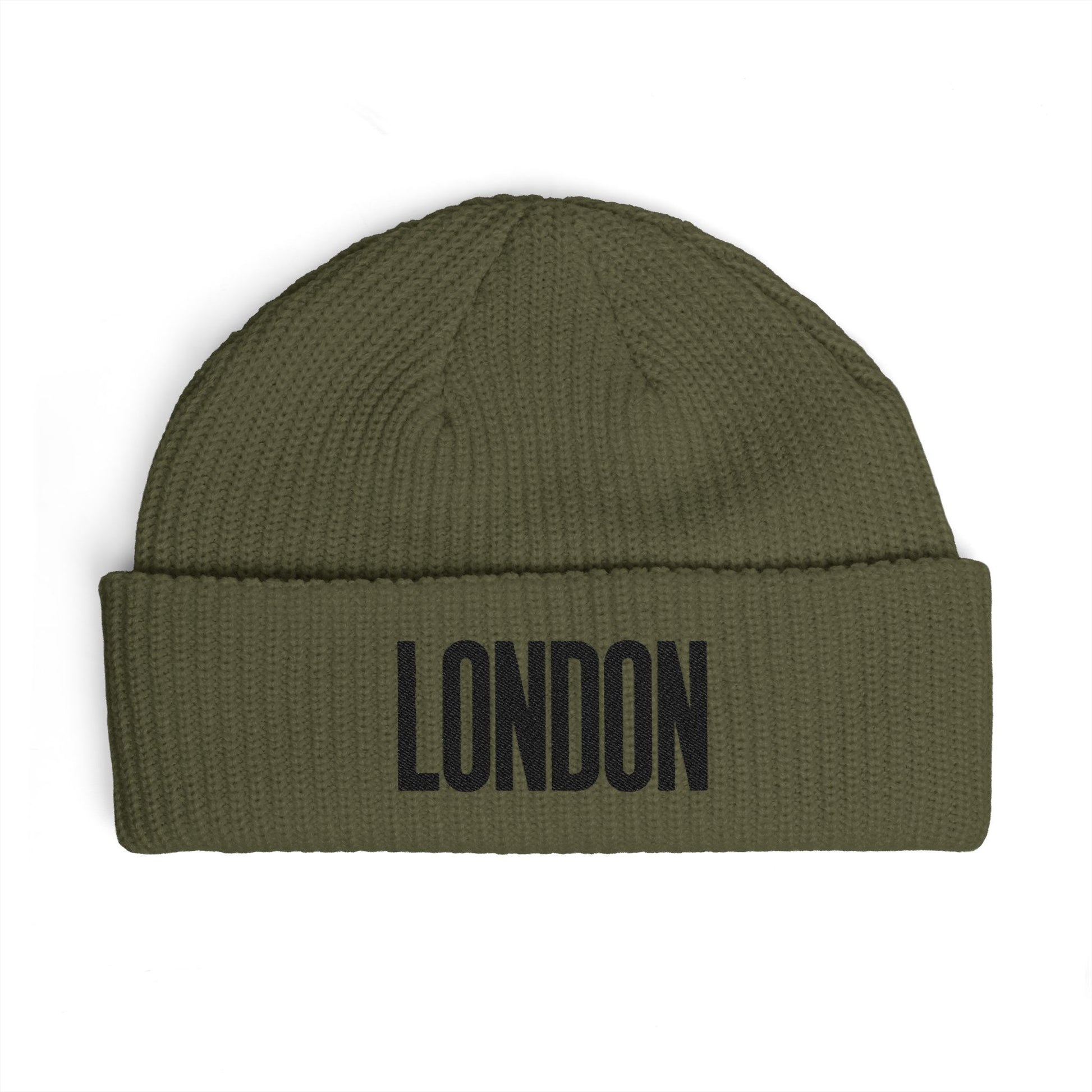 London Cuff Beanie – Embroidered City Knit Hat Hats Printify One size Army