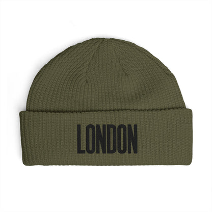 London Cuff Beanie – Embroidered City Knit Hat Hats Printify One size Army