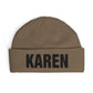Cuff Beanie — Bold "KAREN" Embroidered Knit Hat Hats Printify One size Walnut