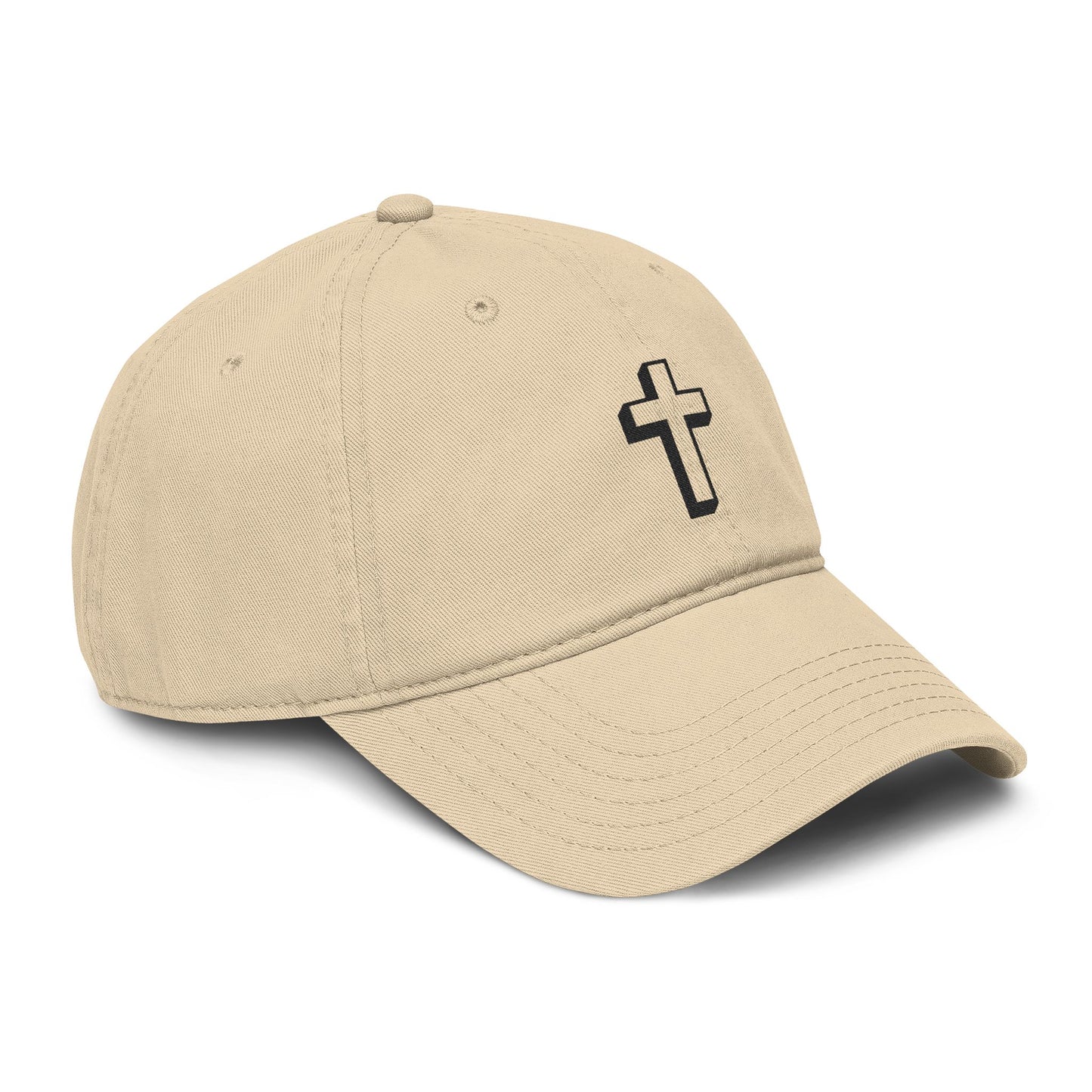 Embroidered Cross Baseball Cap — Washed Cotton Christian Hat Hats Printify