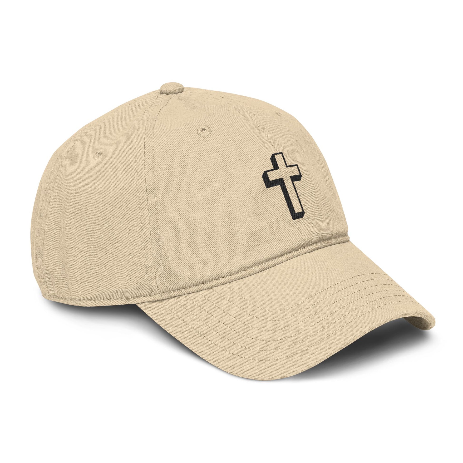 Embroidered Cross Baseball Cap — Washed Cotton Christian Hat Hats Printify