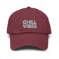 Chill Vibes Washed Baseball Cap Hats Printify One size Maroon