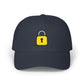 Lock Embroidered Dad Cap — Minimal Yellow Padlock Baseball Hat Hats Printify Navy One size