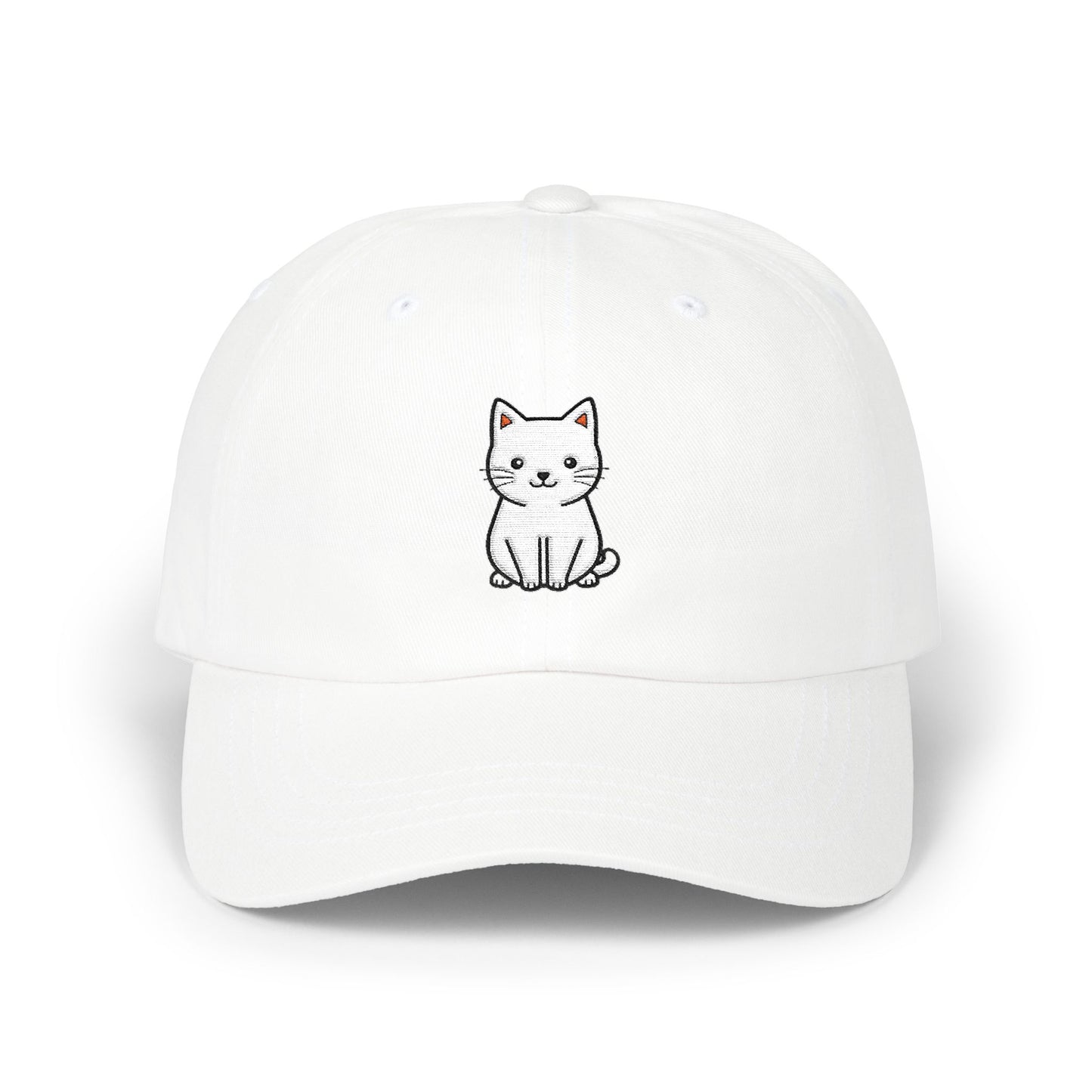 Cute Kitty Embroidered Dad Cap Hats Printify White One size