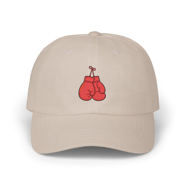 Dad Cap with Red Boxing Gloves Embroidery – Vintage Sports Baseball Hat Hats Printify Stone One size