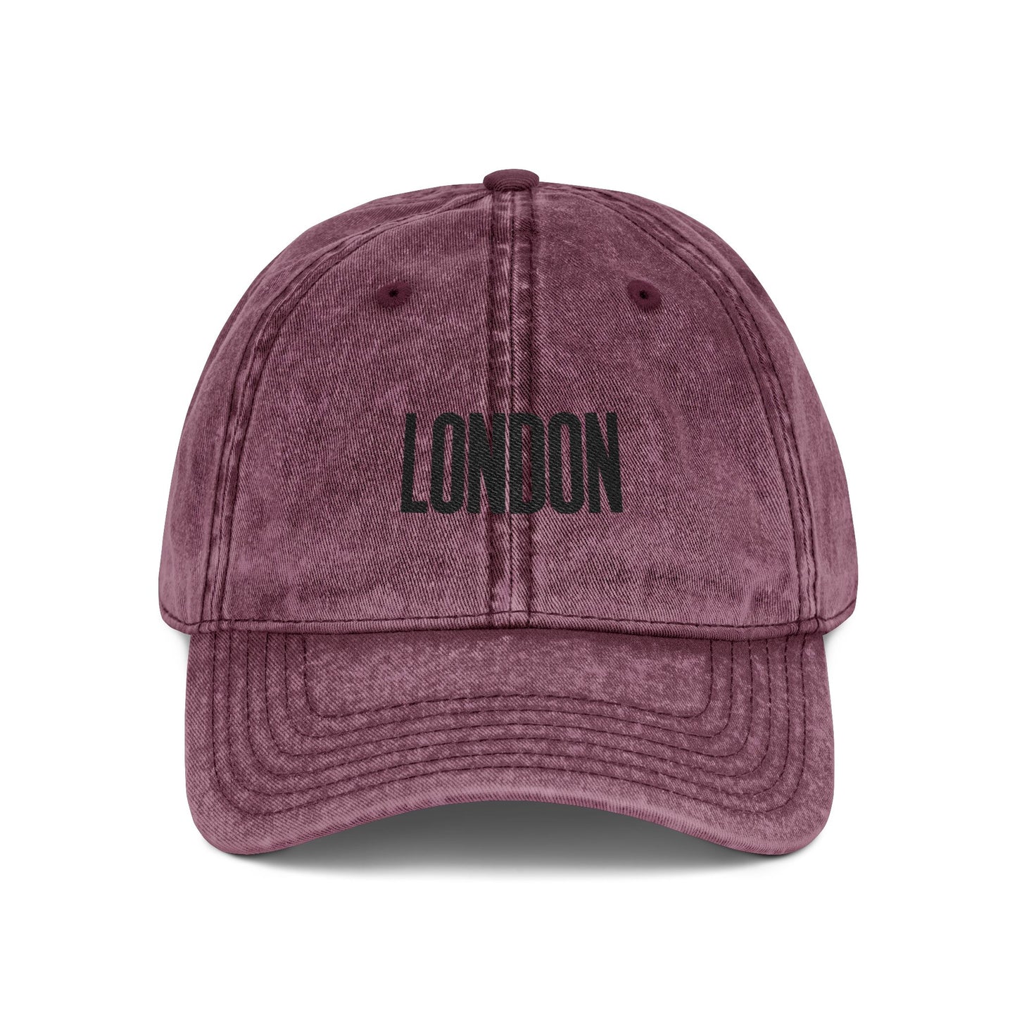 London Embroidered Vintage Cap — Washed Red Dad Hat Hats Printify One size Maroon