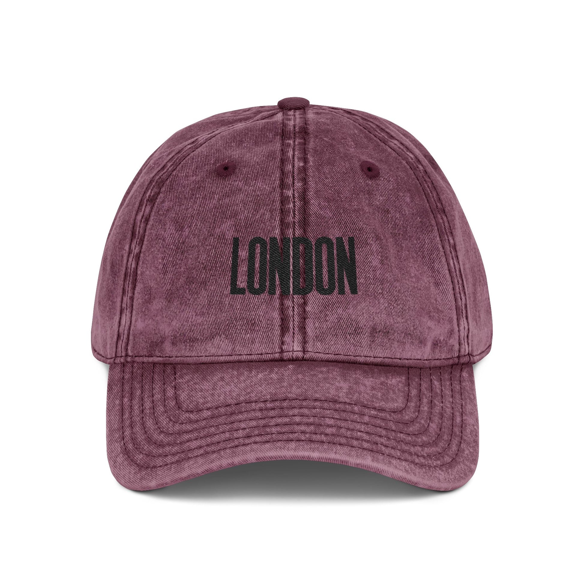 London Embroidered Vintage Cap — Washed Red Dad Hat Hats Printify One size Maroon