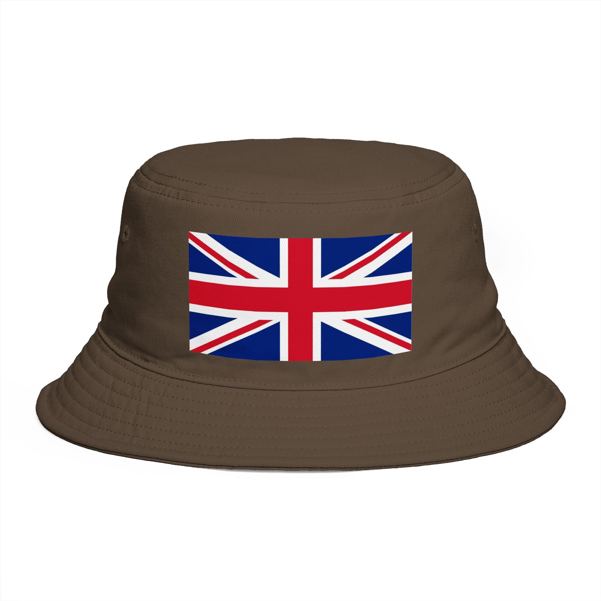 Union Jack Bucket Hat — British Flag Cotton Sun Hat Hats Printify One size Walnut