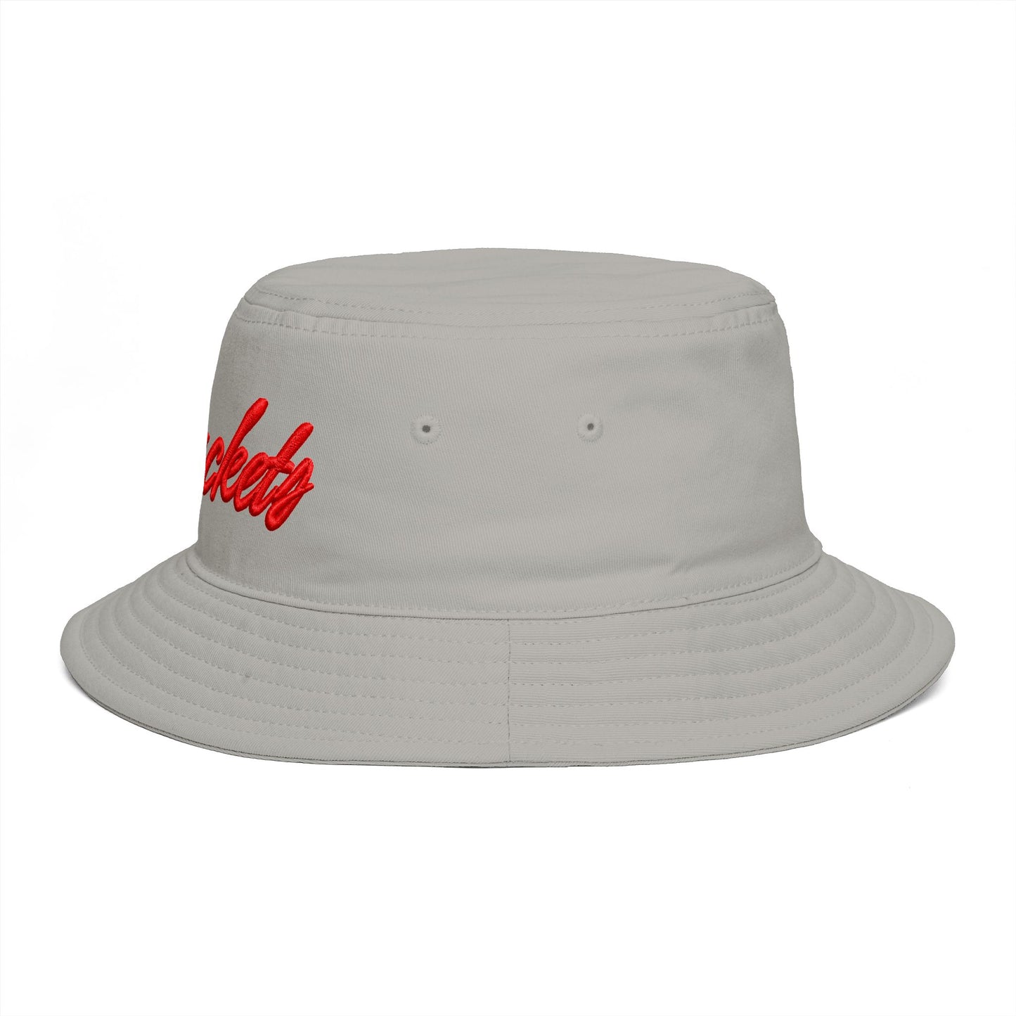 Bucket Hat — Retro Script 'Bucketd' Embroidered Brown Summer Hat