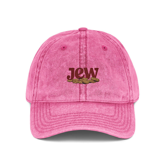 Vintage Embroidered Cap - JGW Logo Distressed Baseball Hat Hats Printify One size Pink