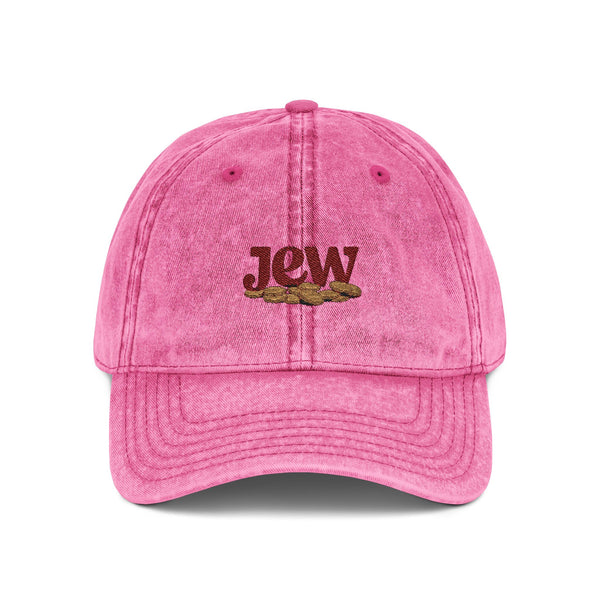 Vintage Embroidered Cap - JGW Logo Distressed Baseball Hat Hats Printify One size Pink