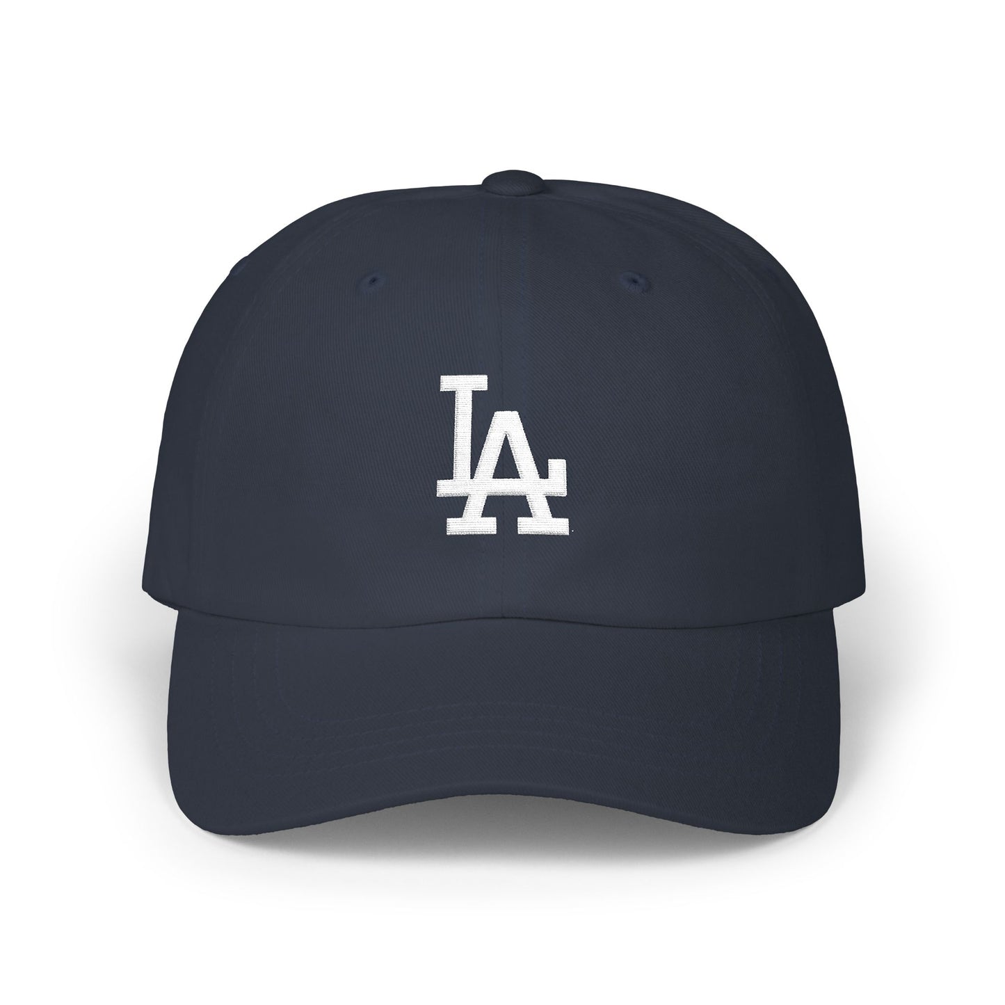 LA Distressed Logo Dad Cap — Vintage Baseball Hat Hats Printify Navy One size