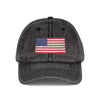 Vintage Washed Dad Hat with Embroidered American Flag — Patriotic Cap for 4th of July & Everyday Wear Hats Printify One size Black