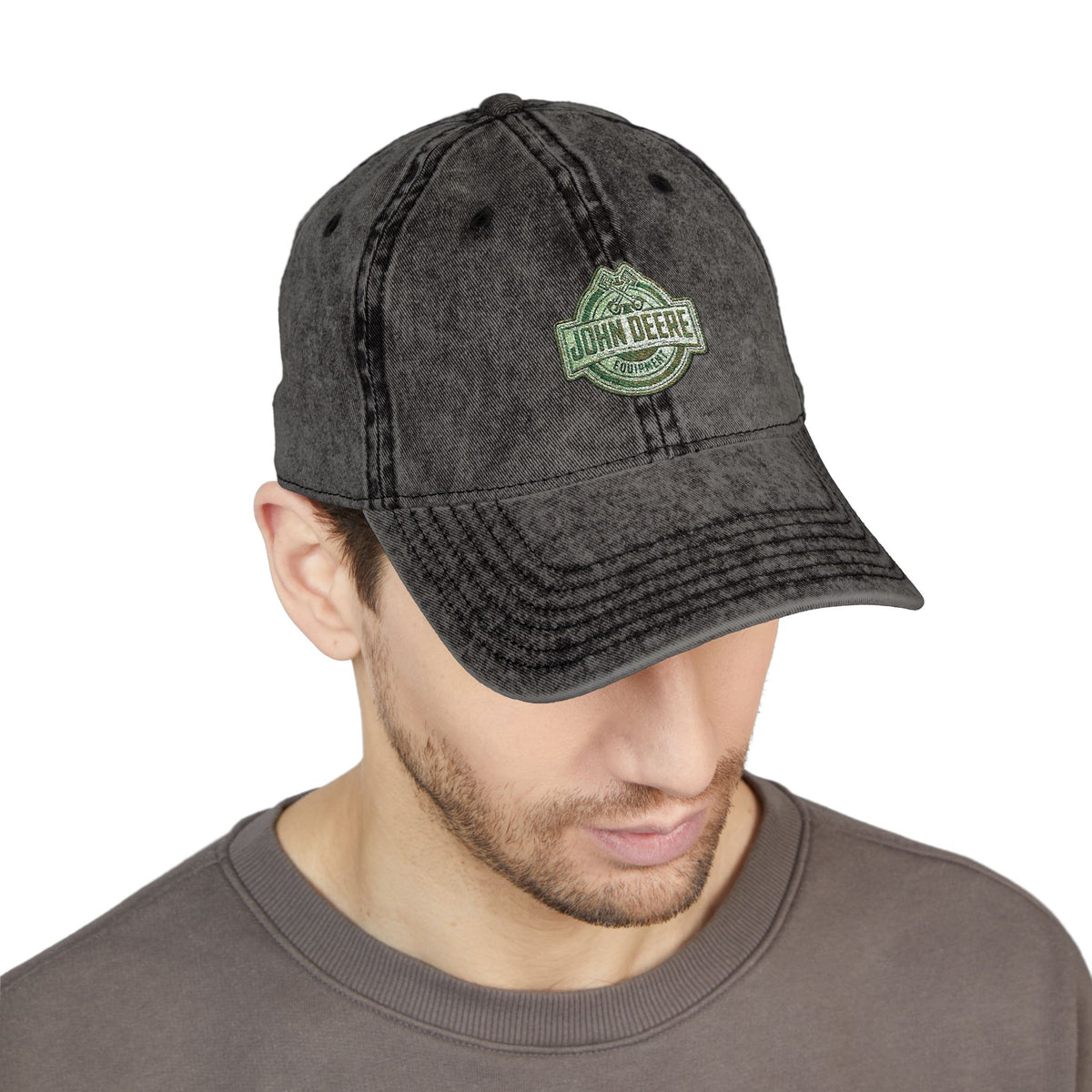 Vintage Embroidered Cap - Retro Green Crest Logo Dad Hat Hats Printify
