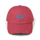 Distressed 'DAD' Baseball Cap - Vintage Dad Hat, Father's Day Gift Hats Printify Dashing Red One size