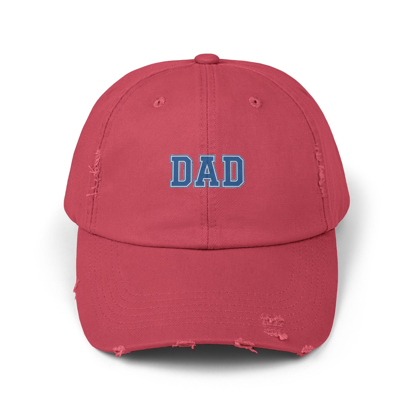 Distressed 'DAD' Baseball Cap - Vintage Dad Hat, Father's Day Gift Hats Printify Dashing Red One size