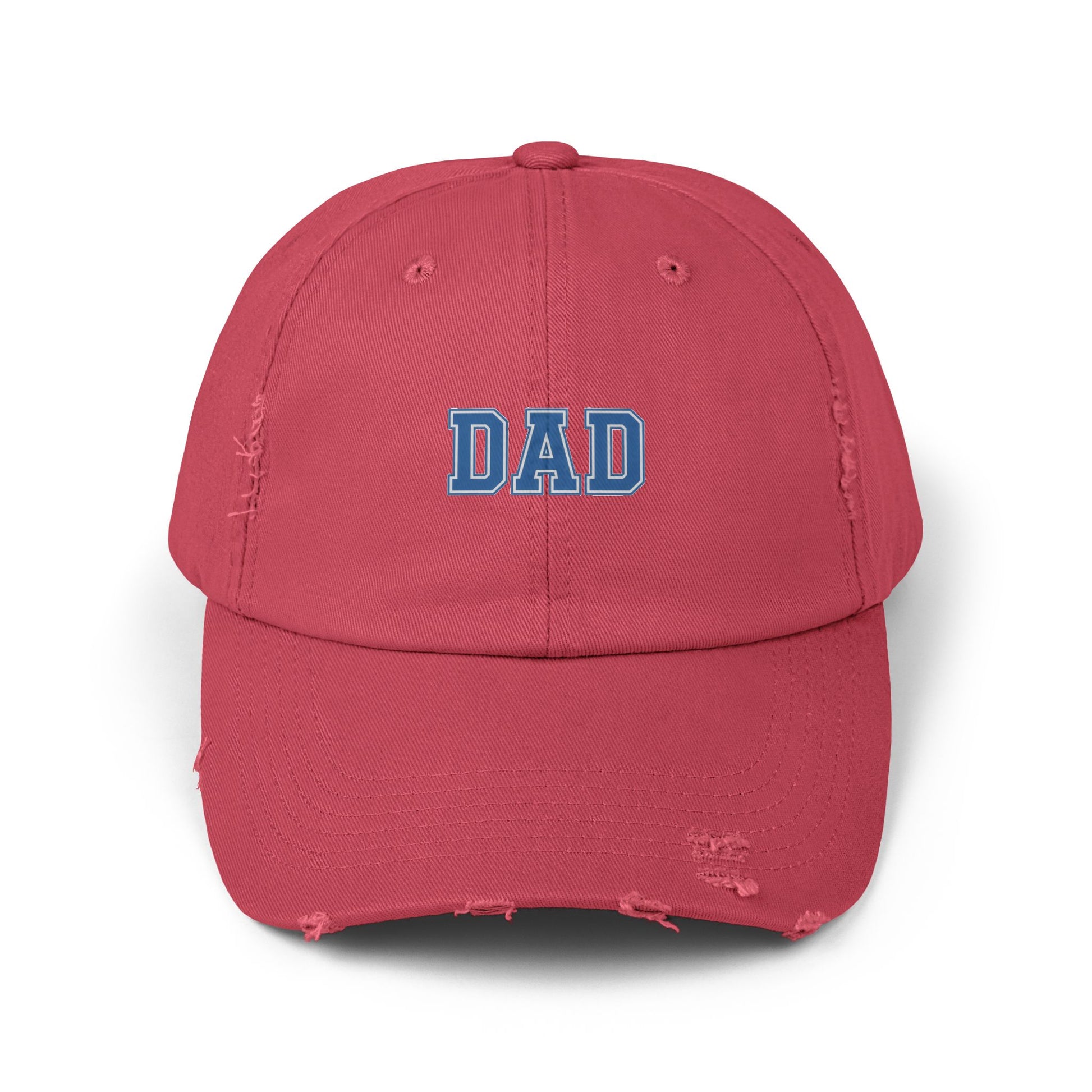 Distressed 'DAD' Baseball Cap - Vintage Dad Hat, Father's Day Gift Hats Printify Dashing Red One size