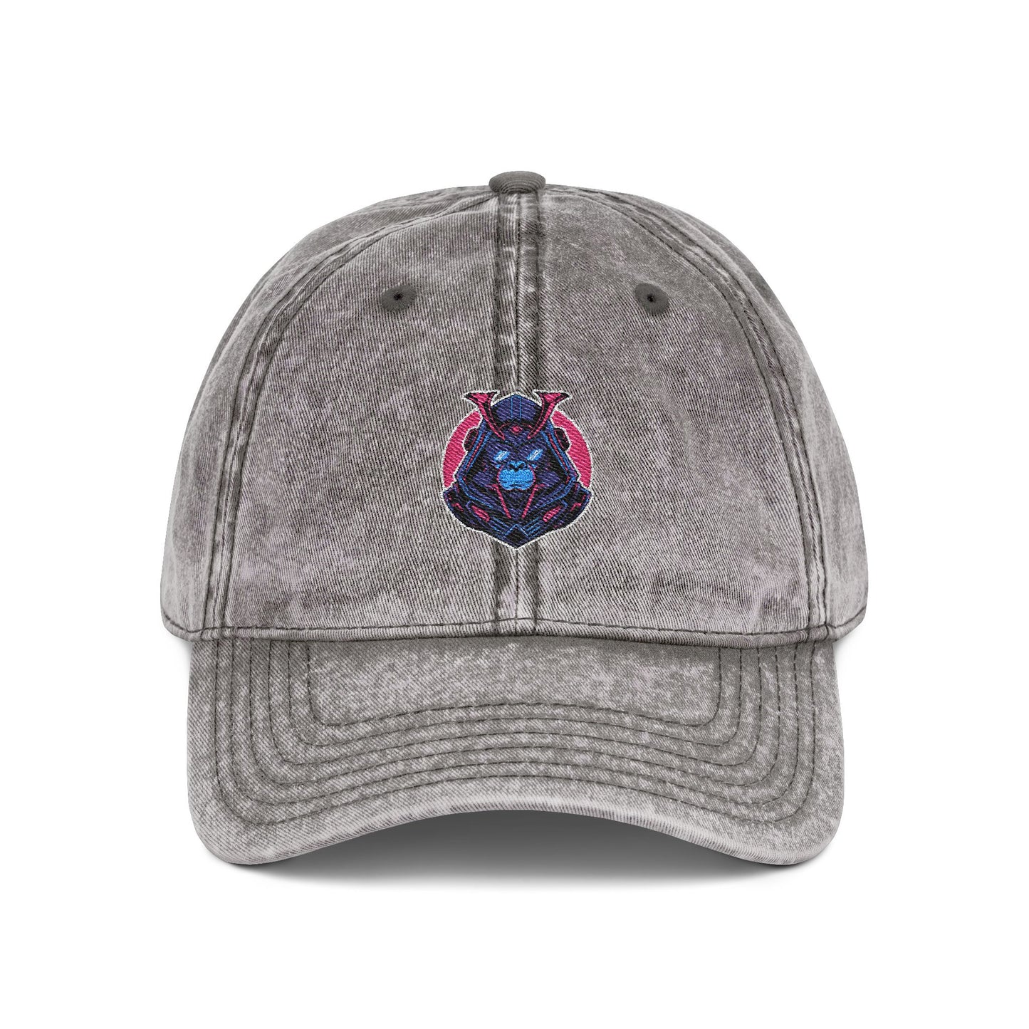 Vintage Embroidered Owl Dad Hat — Washed Gray Cap Hats Printify One size Charcoal Grey