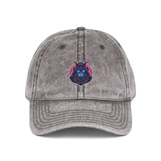 Vintage Embroidered Owl Dad Hat — Washed Gray Cap Hats Printify One size Charcoal Grey