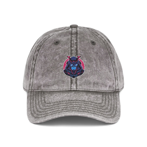 Vintage Embroidered Owl Dad Hat — Washed Gray Cap Hats Printify One size Charcoal Grey