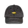 Embroidered Vintage Red Cap with Gold Lip Accent – Distressed Dad Hat Hats Printify One size Black