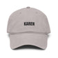 Karen Embroidered Washed Baseball Cap Hats Printify One size Gray