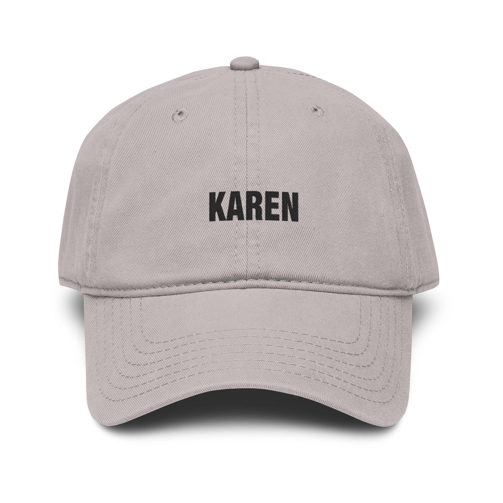 Karen Embroidered Washed Baseball Cap Hats Printify One size Gray
