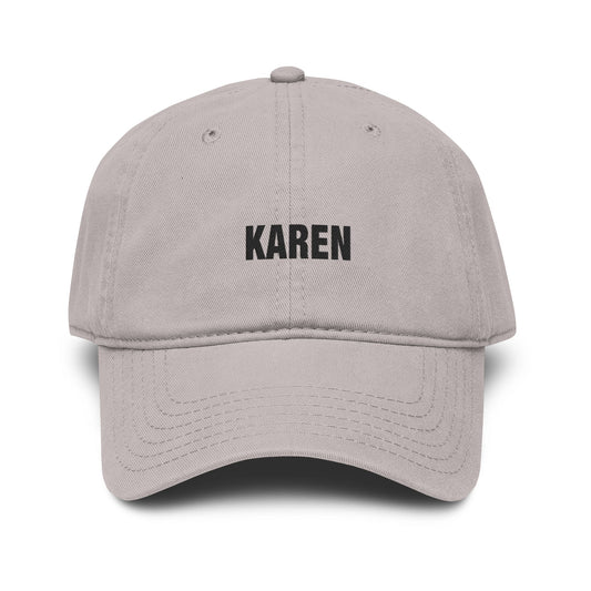 Karen Embroidered Washed Baseball Cap Hats Printify One size Gray