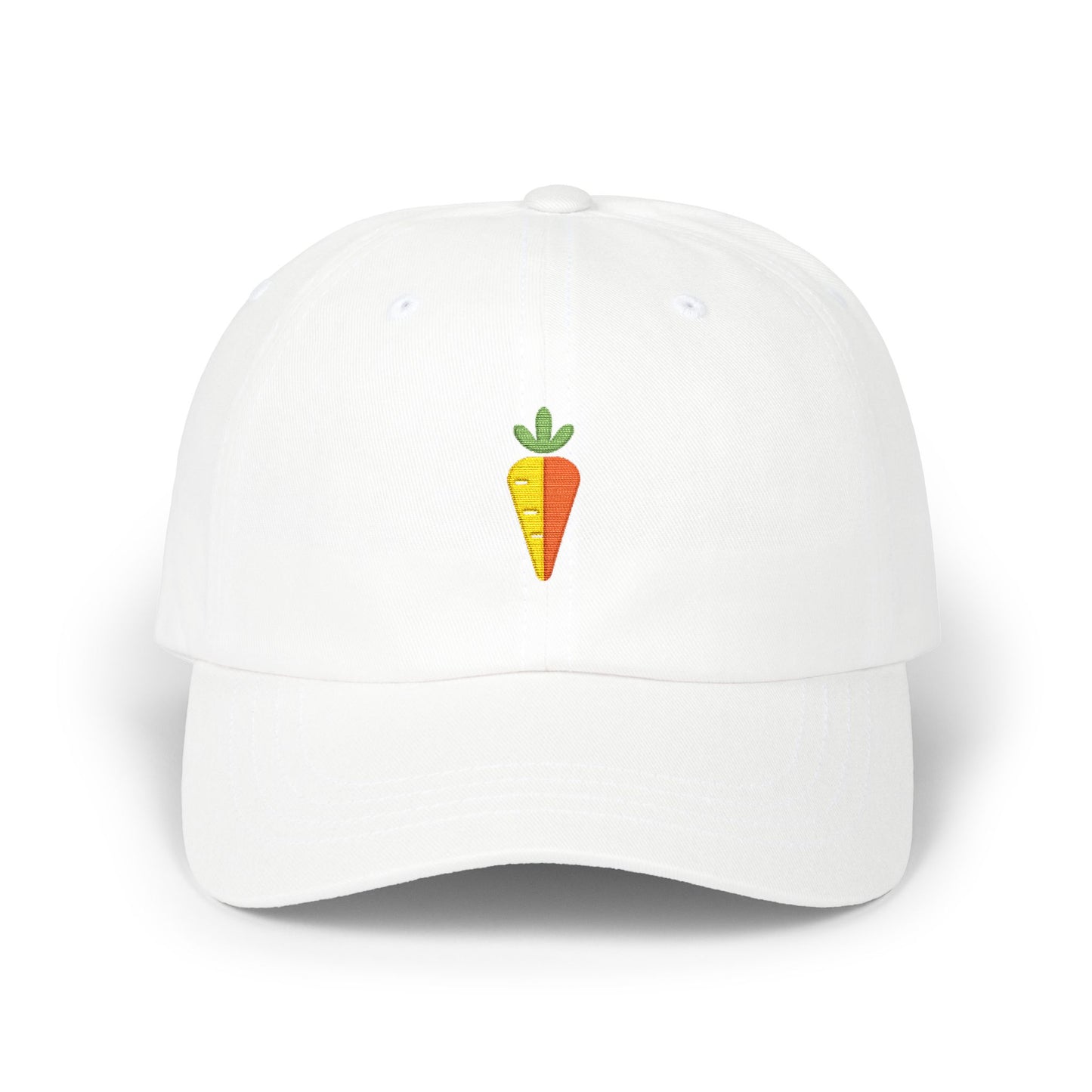 Carrot Embroidered Dad Cap — Minimal Vegetable Baseball Hat Hats Printify White One size