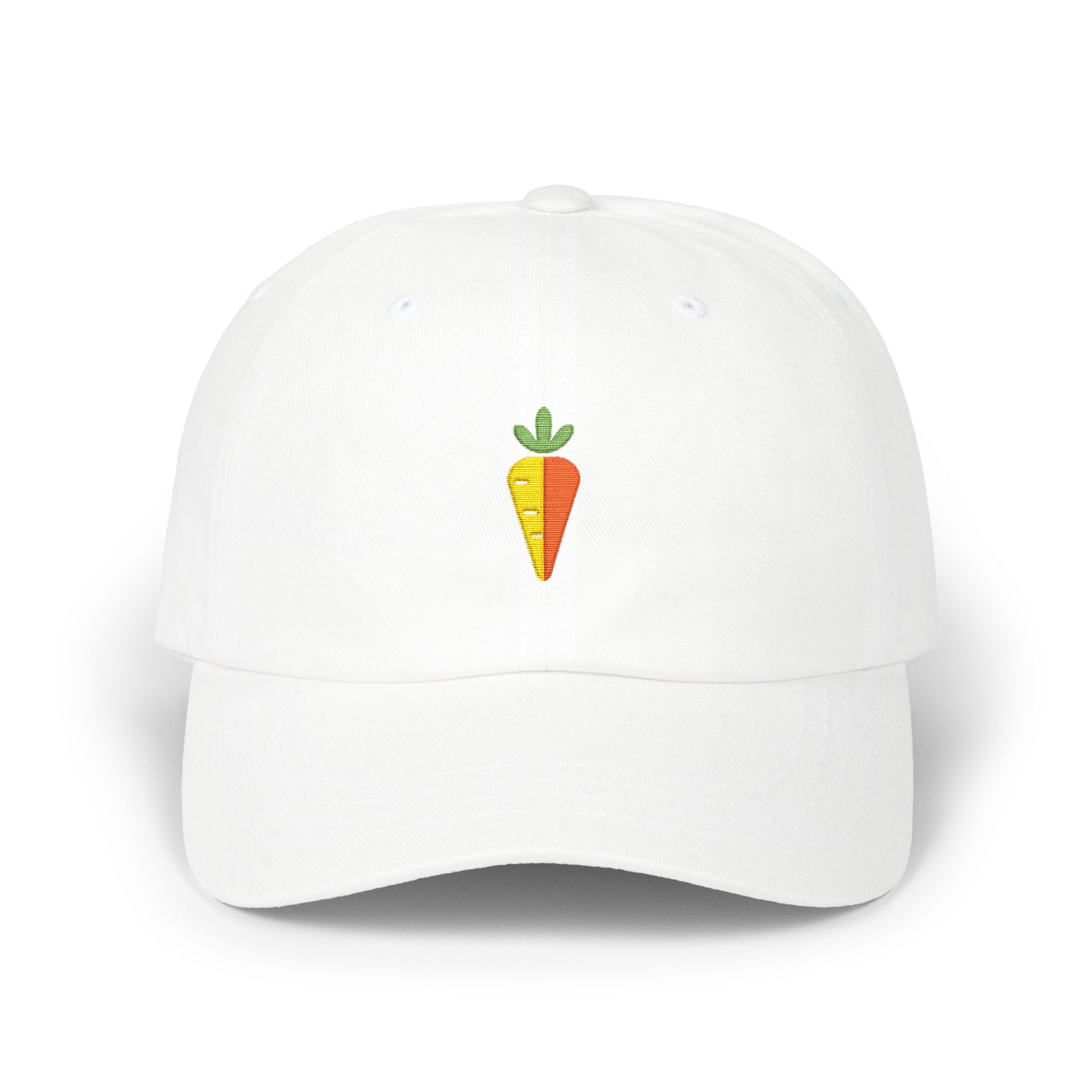 Carrot Embroidered Dad Cap — Minimal Vegetable Baseball Hat Hats Printify White One size