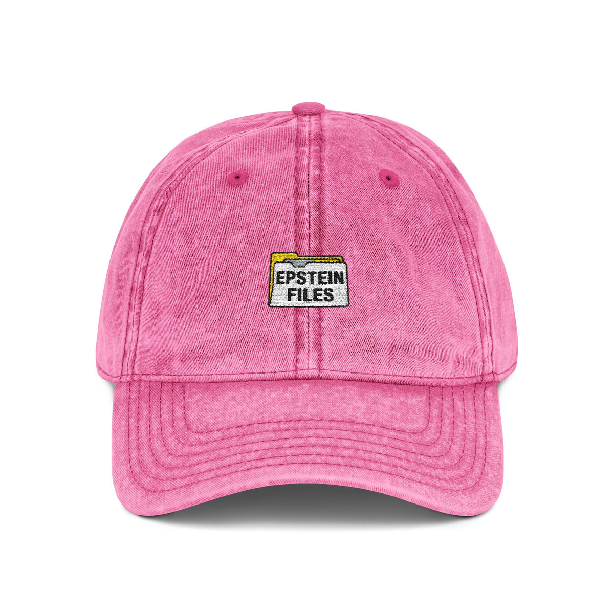 Embroidered Vintage Cap — "Epstein Files" Patch Dad Hat Hats Printify One size Pink