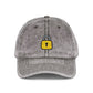 Embroidered Vintage Cap — Yellow Lock Patch Hat Hats Printify One size Charcoal Grey