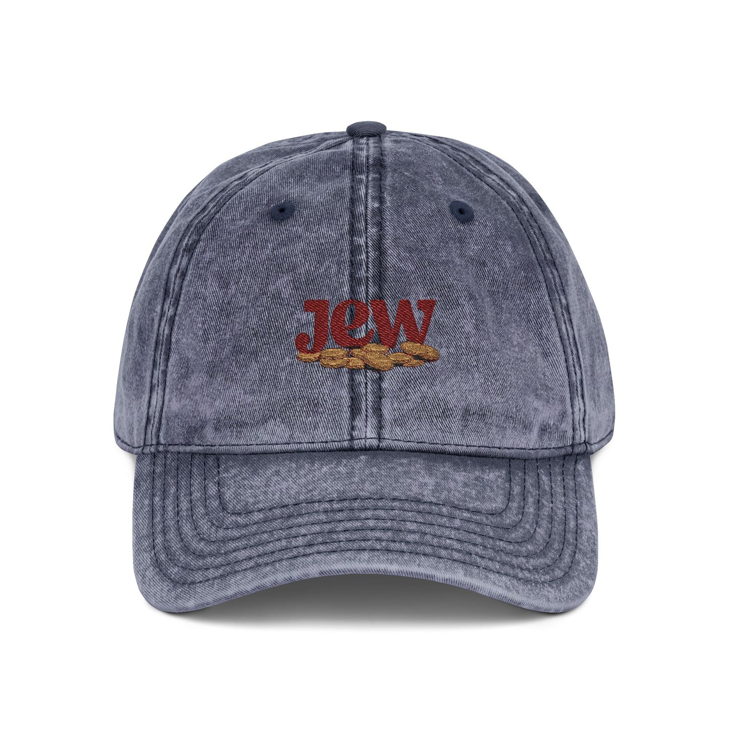 Vintage Embroidered Cap - JGW Logo Distressed Baseball Hat Hats Printify One size Navy