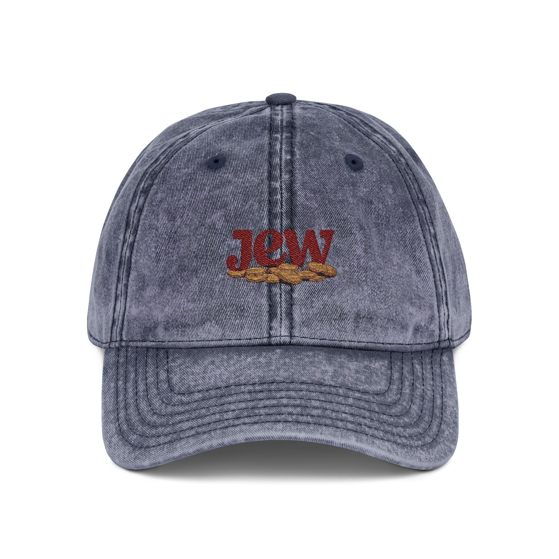 Vintage Embroidered Cap - JGW Logo Distressed Baseball Hat Hats Printify One size Navy