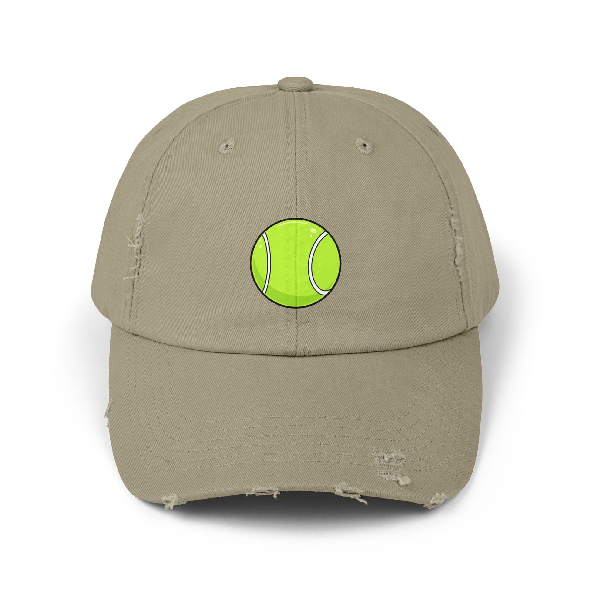 Distressed Tennis Ball Cap — Vintage Sport Dad Hat Hats Printify Light Olive One size