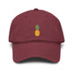 Pineapple Embroidered Washed Baseball Cap Hats Printify One size Maroon