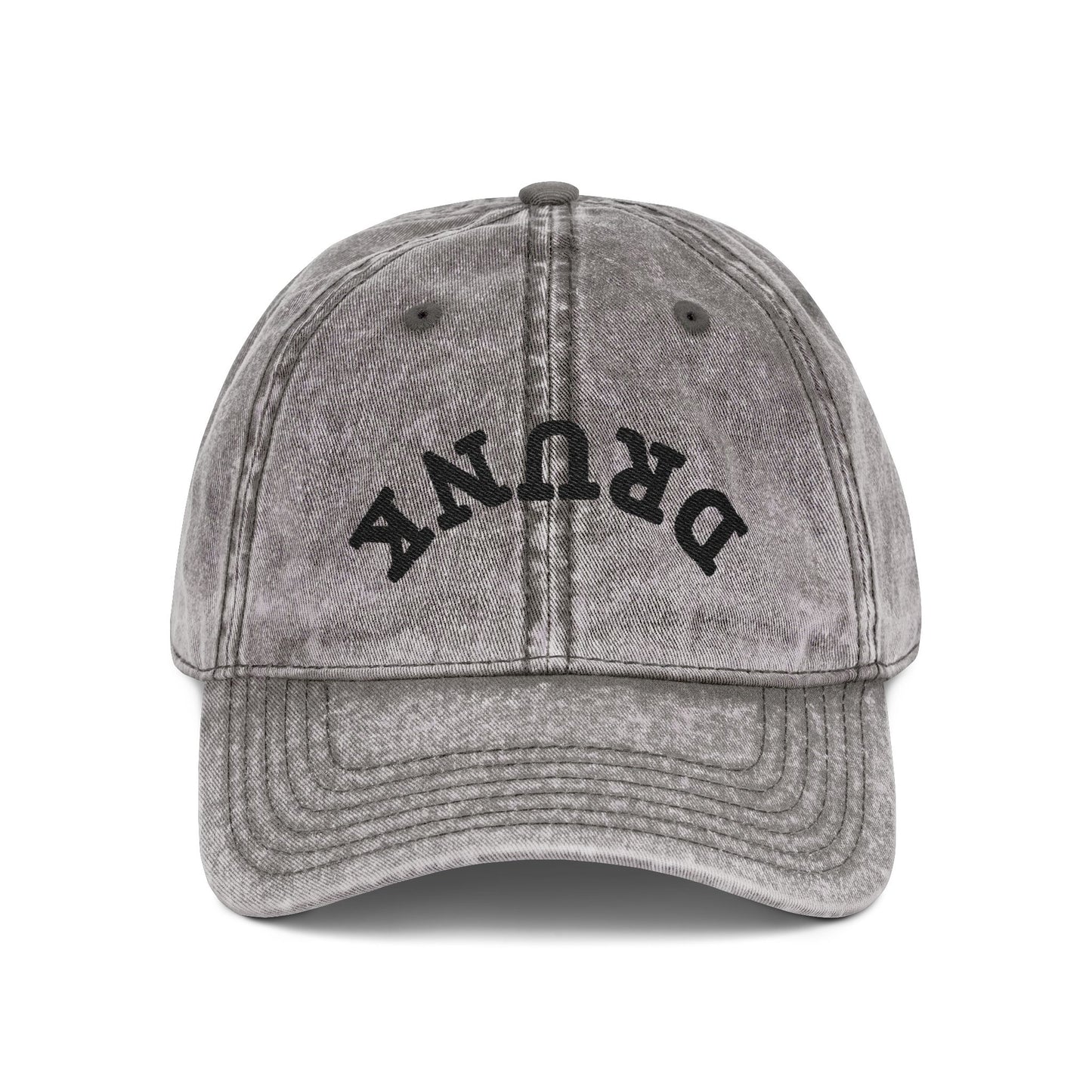Embroidered Vintage 'DRUNK' Distressed Baseball Cap — Retro Red Cotton Hat