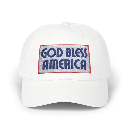 God Bless America Dad Cap — Patriotic Embroidered Baseball Hat Hats Printify One size White
