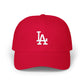 LA Distressed Logo Dad Cap — Vintage Baseball Hat Hats Printify Cranberry One size
