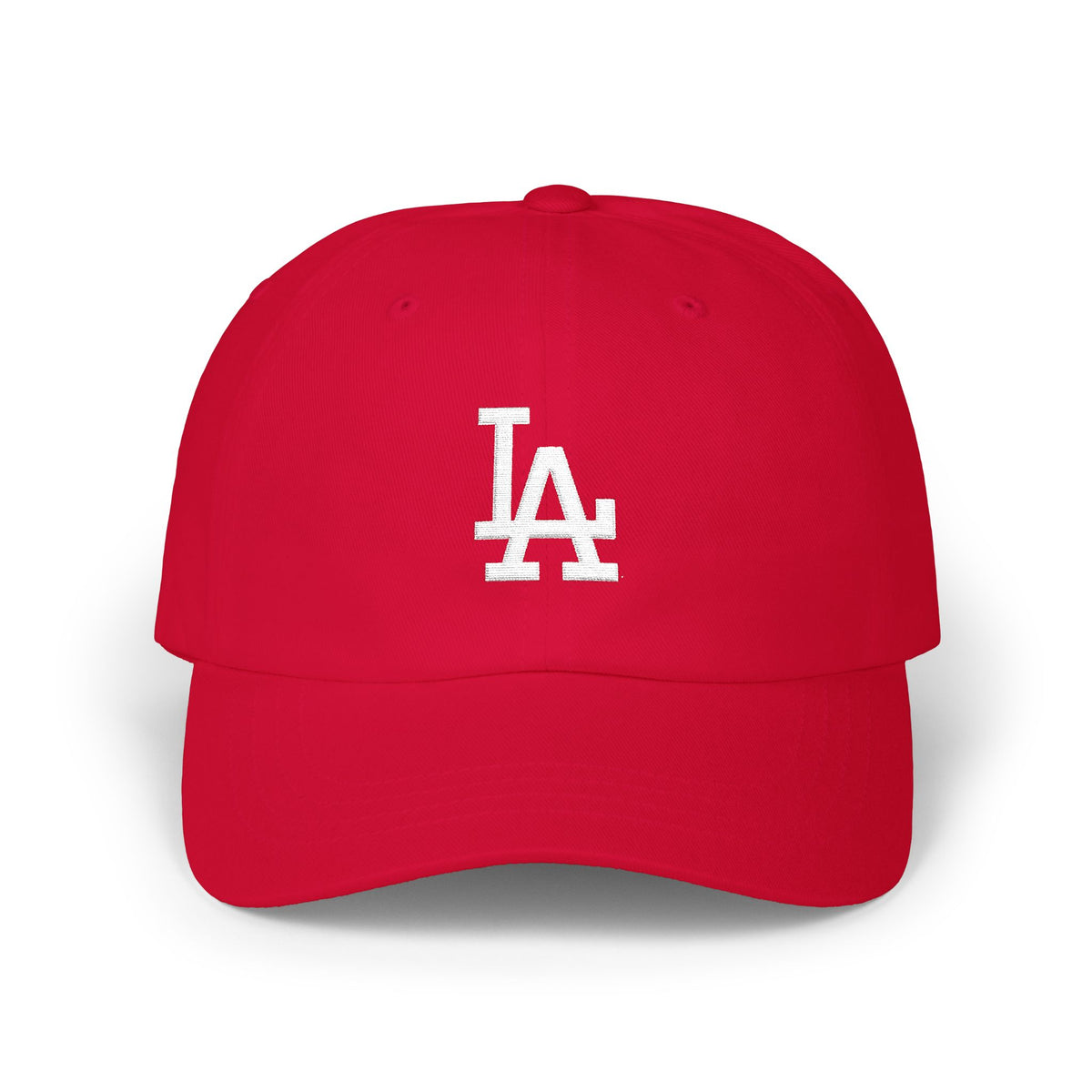 LA Distressed Logo Dad Cap — Vintage Baseball Hat Hats Printify Cranberry One size