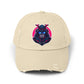 Samurai Skull Distressed Cap — Neon Retro Gamer Hat Hats Printify Stone One size
