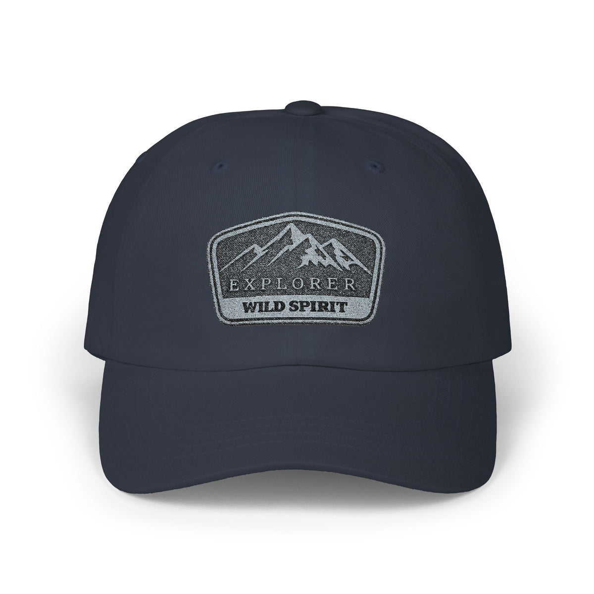 Explorer Wild Spirit Dad Cap — Embroidered Mountain Patch Baseball Hat