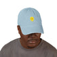 Embroidered Drip Smiley Denim Hat — Yellow Melting Smilecap Hats Printify