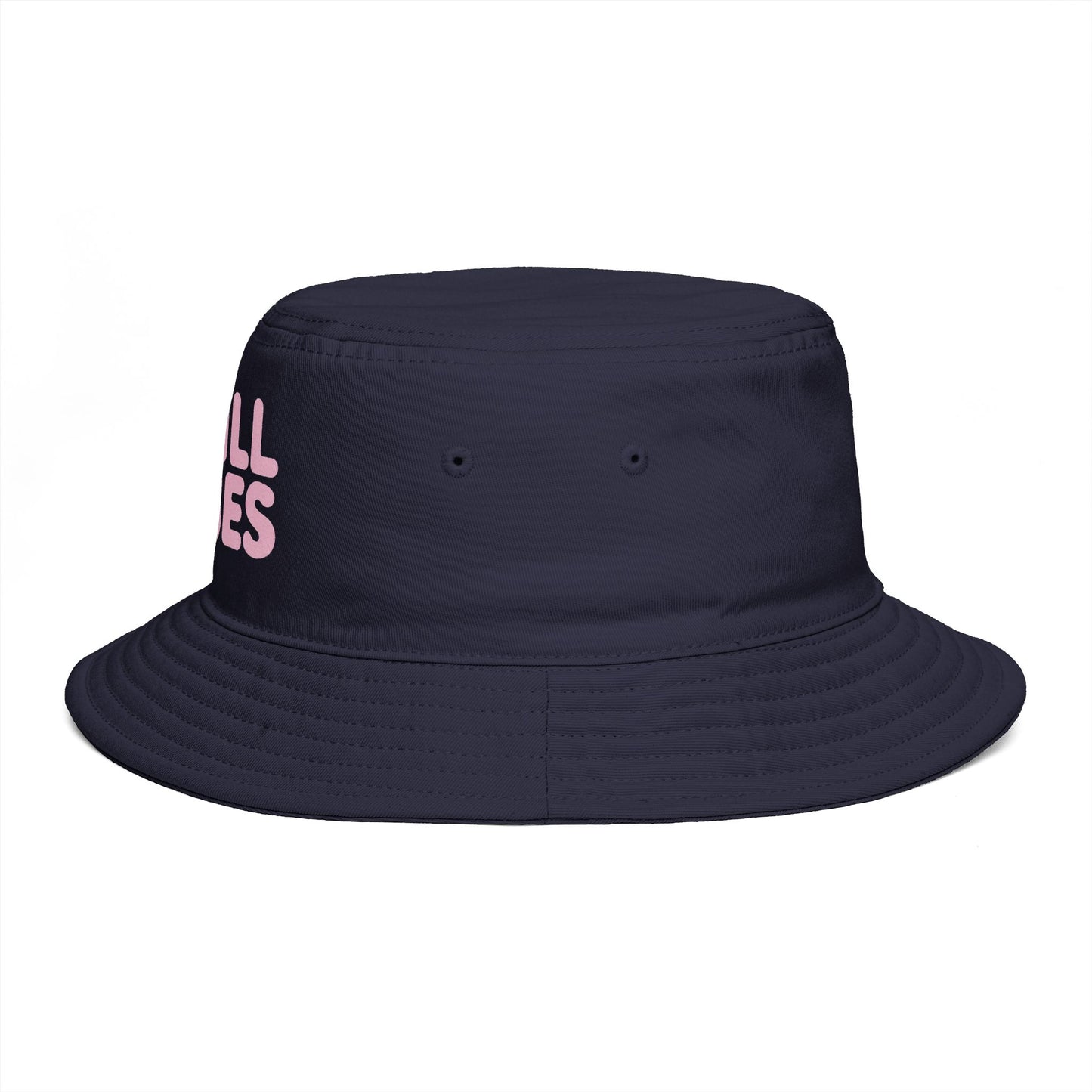 Chill Vibes Bucket Hat — Retro Pink Text Cotton Sun Hat