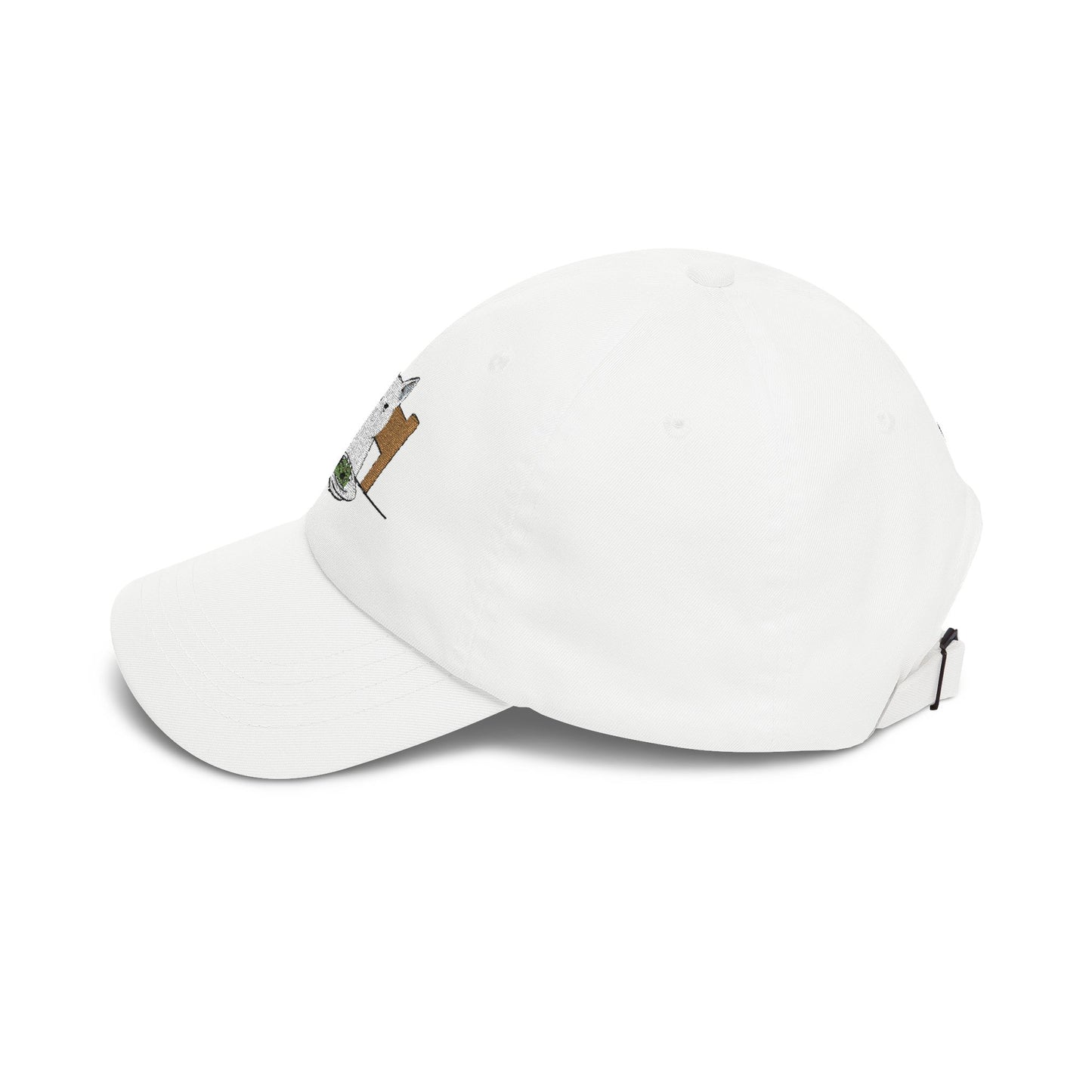 Dad Cap — Grumpy Cat at Dinner Embroidered Hat Hats Printify