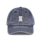 Vintage Embroidered Kitten Cap - Washed Red Dad Hat Hats Printify One size Navy