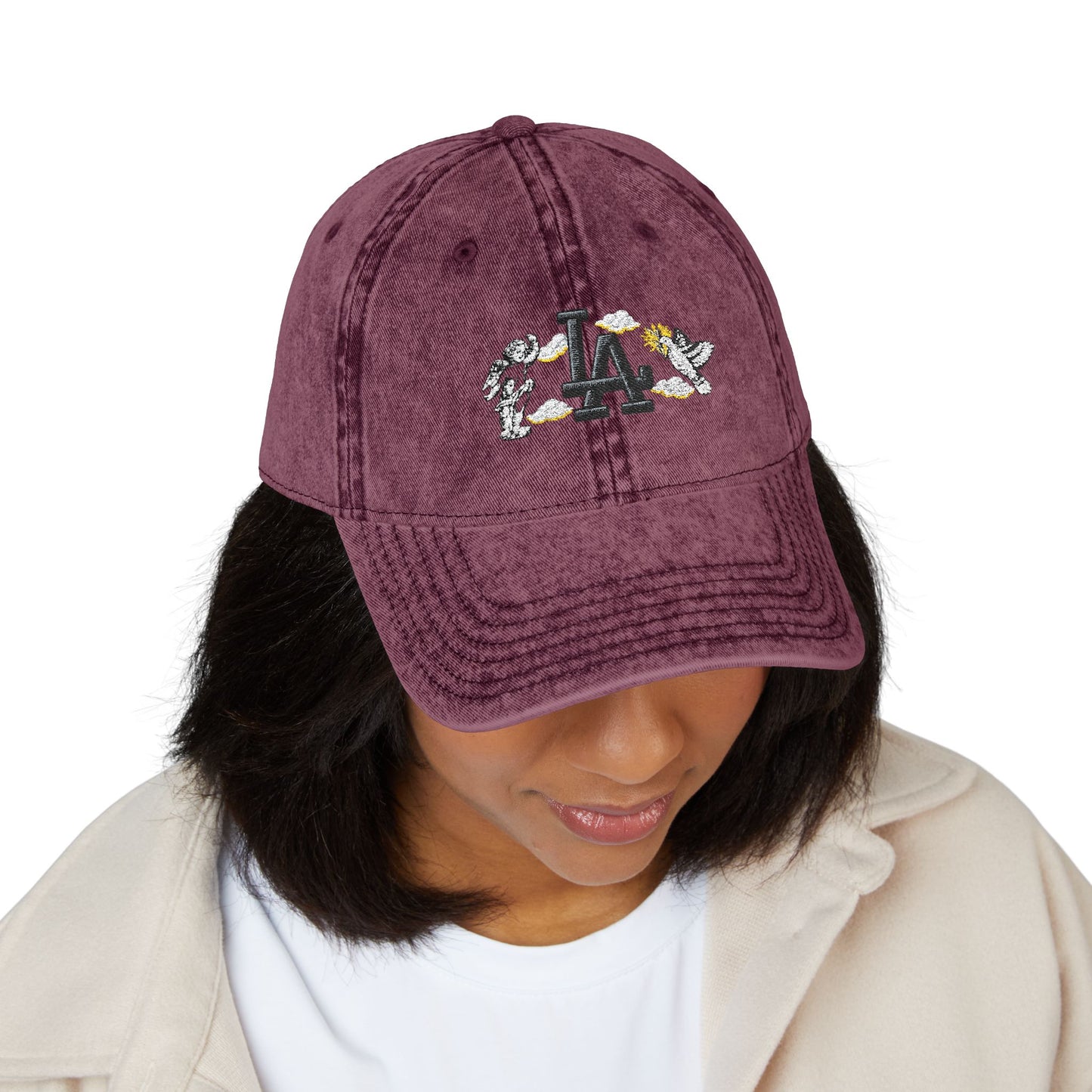 Vintage Embroidered Cap – Red LA Floral Baseball Hat