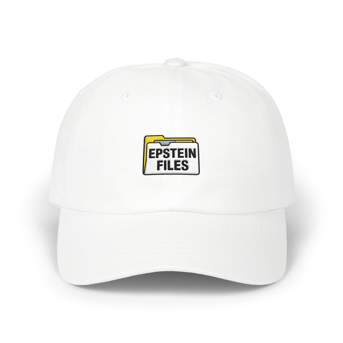 Dad Cap — "Epstein Files" Embroidered Archive Logo Hat Hats Printify White One size