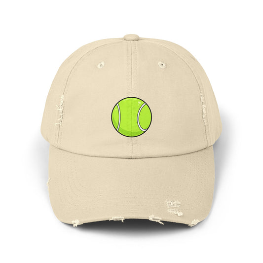 Distressed Tennis Ball Cap — Vintage Sport Dad Hat Hats Printify Stone One size